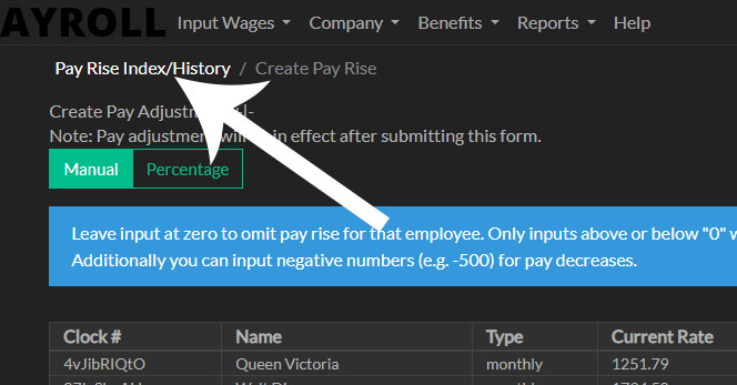 Employee Payrise History