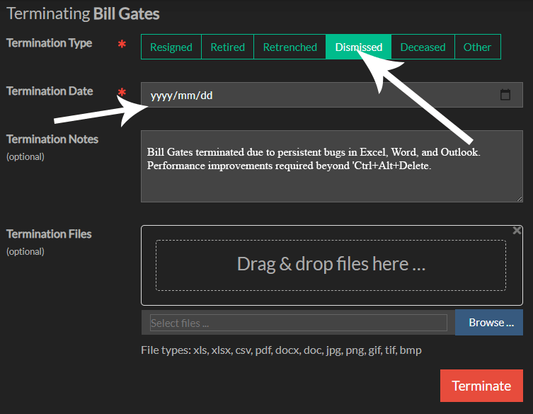 Click the leave button