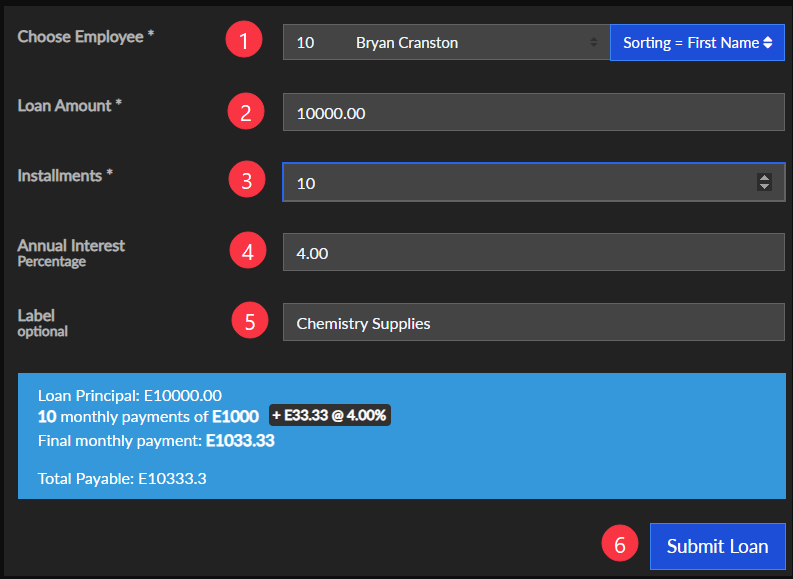 Fill out the form fields