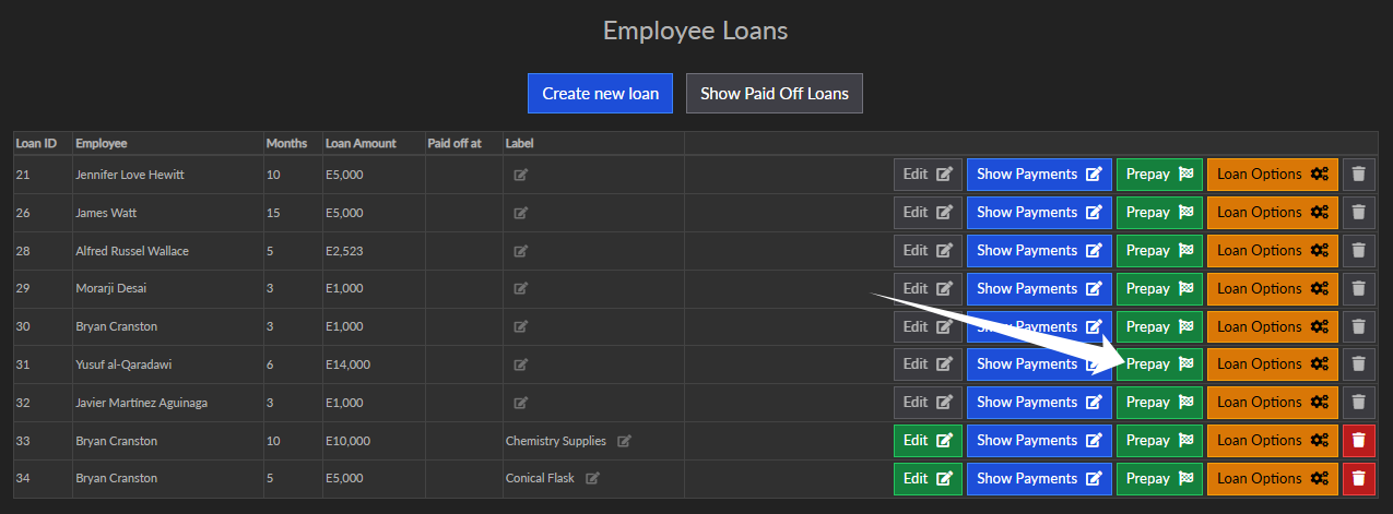 Prepay a loan